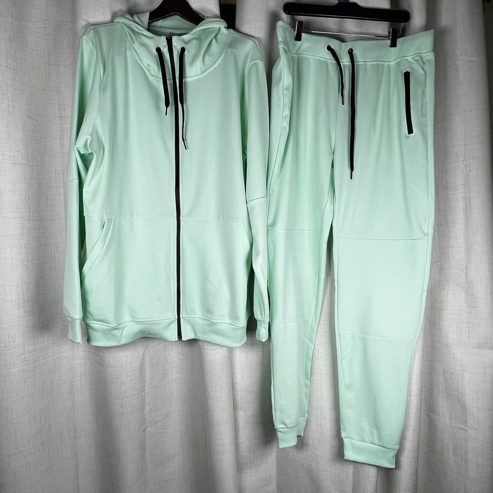 NEW! Riflessi 2 Piece Tracksuit Men's XXXL Mint‎ Green Hooded Tapered Ankle Zip